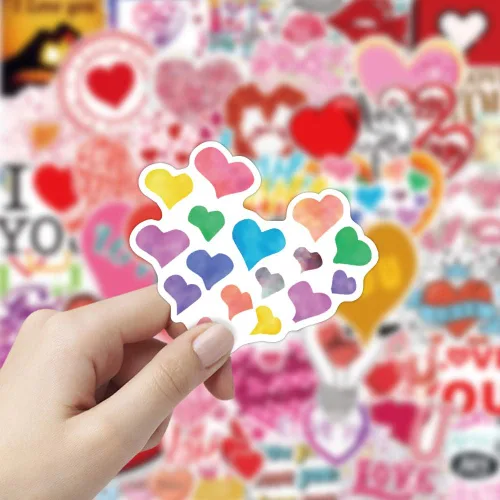 Vista 4 de Calcomanías de amor de vinilo, paquete de 50 calcomanías de amor para el día de San Valentín y calcomanías para laptop, automóvil, equipaje, botella