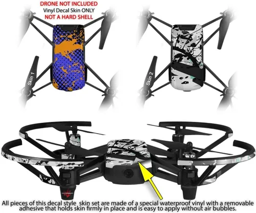 Vista 2 de Skin Wrap 2 Pack para DJI Ryze Tello Drone Halftone salpicaduras naranja azul Drone No Incluidas
