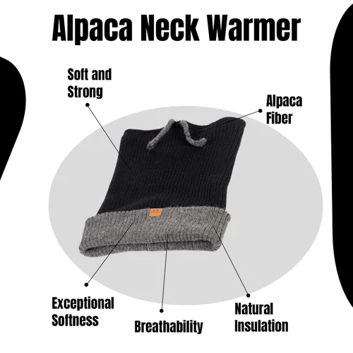 Vista 6 de Baby Alpaca Neck Warmer, Unisex Winter Warmer Hat, Neck Gaiter Scarf