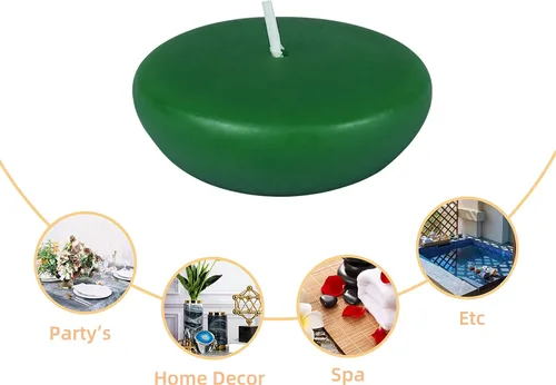 Vista 6 de Zest Candle Velas flotantes de 24 piezas, 2.25 pulgadas, verde cazador