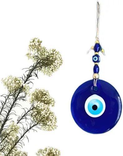 Vista 6 de Amuleto de cristal azul hecho a mano para colgar en la pared, amuleto de buena suerte para el hogar, oficina, decoración de coche, jardín, adorno