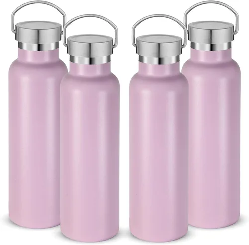 Vista 39 de Neihepal Botellas de agua de acero inoxidable negras, botella de viaje de doble pared con aislamiento al vacío de 20 onzas con tapa a prueba