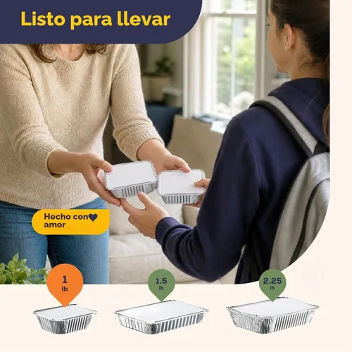 Vista 5 de Fit Meal Prep Paquete de 100 sartenes pequeñas de papel de aluminio de 1 libra con tapas, recipientes desechables para alimentos con tapas