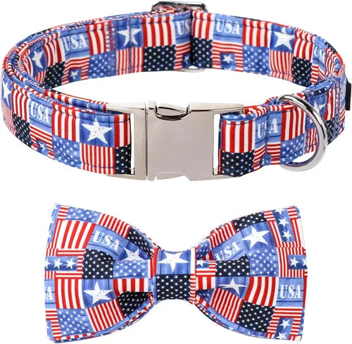 Vista 24 de Collar para perro con corbatín de Lionet Paws, Collar de corbatín de verano para perro, Collar para perro ajustable y cómodo, regalo para cachorro