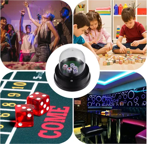 Vista 8 de Toddmomy Juego de dados automáticos de la suerte, juego de dados eléctricos con 5 dados para juegos de fiesta KTV Pub Bar Party Gam, sin batería