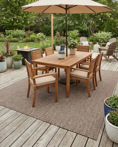 Vista 29 de Rugs.com Outdoor Solid Collection - Alfombra de pelo plano beige de 2 x 3 pulgadas, perfecta para entradas, cocinas, rincones de desayuno, piezas