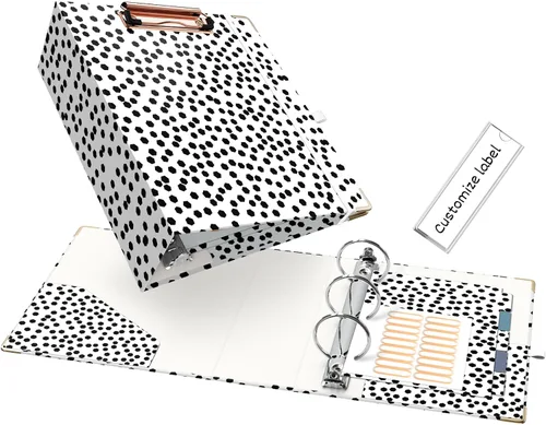 Vista 9 de EYROZILL Mini carpeta de 3 anillas, 5.5" x 8.5", de 1 pulgada con bolsillos, carpeta con portapapeles para estilo de cabello del cliente, estuche