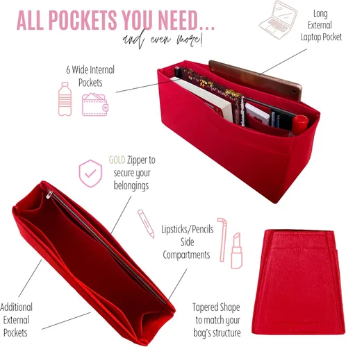 Vista 5 de Purse Organizer for Odeon Bag, Lv Odeon PM Purse Organizer, Bag Organizer for Lv Odeon MM, Handmade 2mm Premium Felt Snug Sturdy Gold Zipper