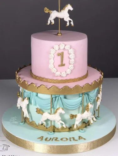 Vista 5 de Juego de 2 moldes de silicona para pastel de carrusel de caballo, molde de fondant para tartas de azúcar alegre, redondo, para cupcakes, pasta