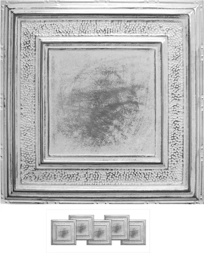 Vista 24 de American Tin Ceilings Kit de 5 unidades: azulejos metálicos para clavar en patrón #2 clavado y color sin terminar. 24 x 24 pulgadas