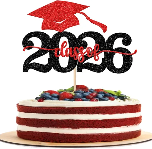Vista 22 de 1 pieza de decoración para pastel de graduación 2026 con tapa de graduación con purpurina, diploma de tacón alto para niña, selección de pastel