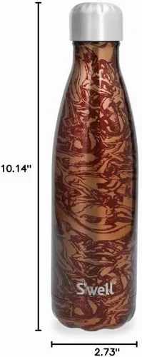 Vista 6 de S'well Botella de agua original, remolino burdeos, 16.9 fl oz/0.5L. Botella de bebidas aislada al vacío de triple capa mantiene el café, el té