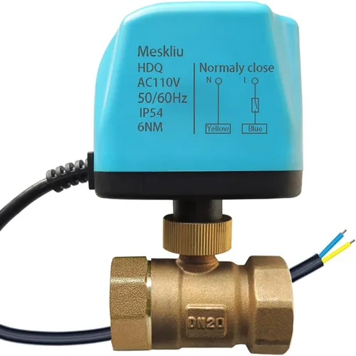 Vista 7 de Válvula de bola motorizada, válvula de bola eléctrica de latón DN20 de 3/4", válvula de agua de 3 cables DC12V/24V con puerto estándar