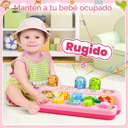 Vista 5 de Duchong - Juguetes para niñas de 1 año, juguete interactivo emergente con música y luz, juguetes de aprendizaje Montessori para bebés y niños