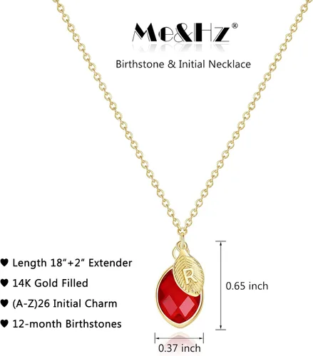 Vista 6 de Me&Hz Initial Birthstone Necklace for Women 14K Gold Filled Small Initial Necklace Crystal Birthstone Pendant Necklace for Girls Teens Mom Dainty