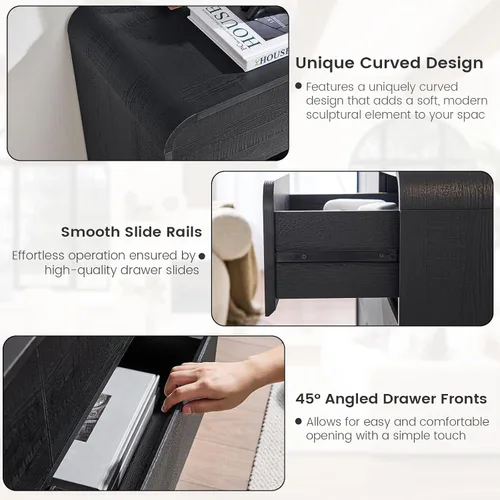 Vista 6 de Standifurno Cómoda de 29.5'' de Ancho para Clóset, Cajones Negros con Diseño Curvo, Cajonera con 5 Cajones, Cajón Vertical con Amplio