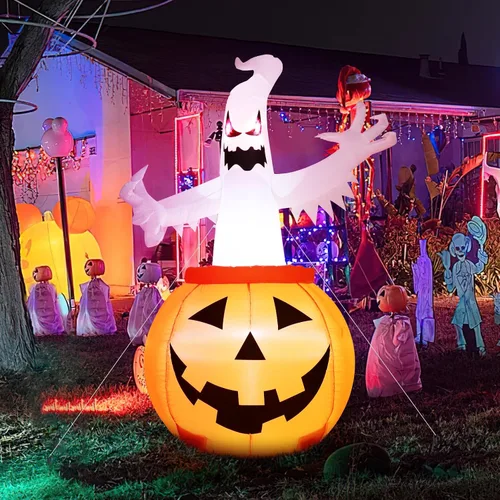Vista 12 de Luxspire Inflables inflables de Halloween para exteriores de 8 pies Multicolor
