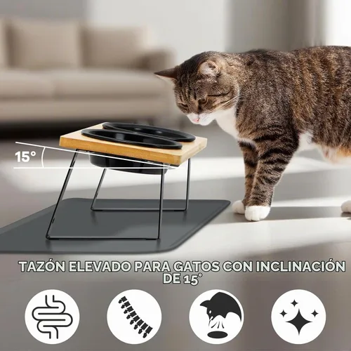 Vista 3 de LEAWALK Tazón de comida para gatos con altura ajustable mejorada Soporte de tazón de comida para perros de cerámica y tazón de alimentación lenta
