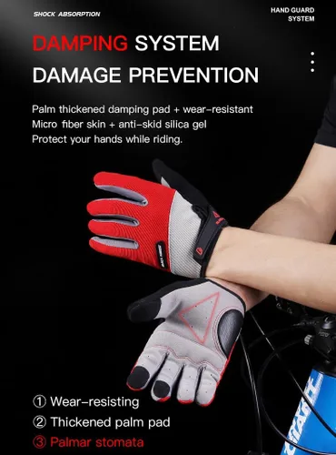 Vista 5 de Fullfinger - Guantes de ciclismo para hombres y mujeres, guantes de ciclismo para pantalla táctil, guantes de ciclismo para hombres, accesorios