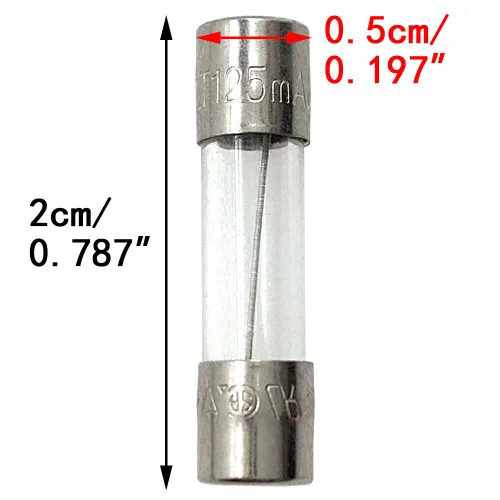 Vista 2 de Vidrio T125mAL250V 0.197x0.787 in lento para altavoces Fusible 125mAMP 0.125AMP 10PCS (T125mA)