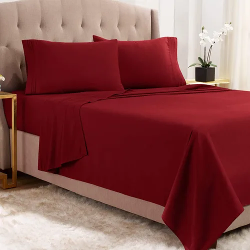 Vista 19 de Juego de sábanas de lujo Juego de cama de lujo, bolsillo extra profundo Juego de sábanas ajustable, sábana de arriba y 2 fundas de almohada, ropa