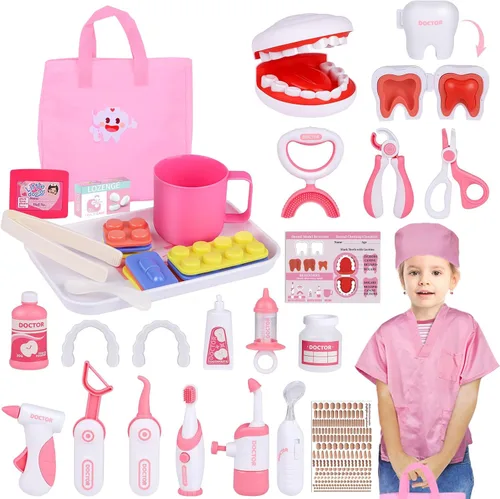 Vista 6 de Gifts2U Kit de dentista para niños, juego de médico de simulación de 42