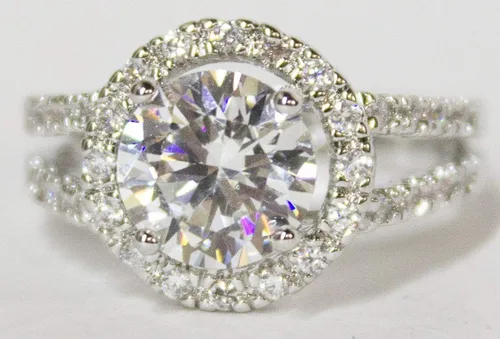 Vista 2 de Anillo de vestir chapado en rodio para mujer, corte brillante CZ 110