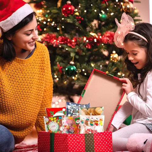 Vista 5 de FEBSNOW 450 bolsas de dulces de Navidad, bolsas autoadhesivas de celofán, bolsas de plástico para galletas para Navidad, fiestas, regalos