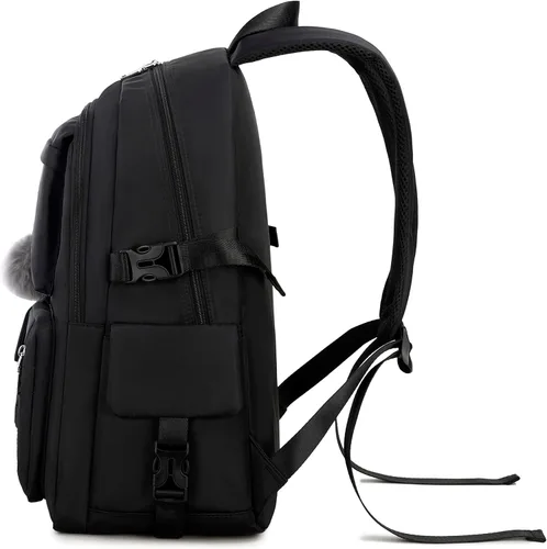 Vista 3 de Wadirum Mochila escolar de moda para niña, mochila espaciosa para computadora portátil para mujer Negro