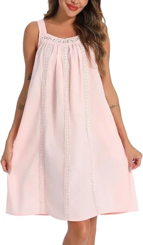 Vista 2 de YOZLY - Camisones de algodón sin mangas para mujer, camisón de tanque de noche con bolsillos