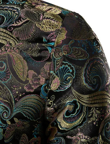Vista 4 de JOGAL - Chaqueta de lujo satinada con bordado floral, para hombre