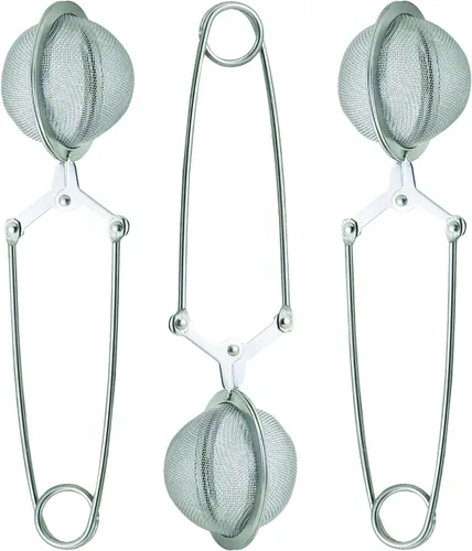 Vista 7 de HIC Kitchen Infusor de té de bola a presión, acero inoxidable 18/8, para té de hojas sueltas y especias para calentar