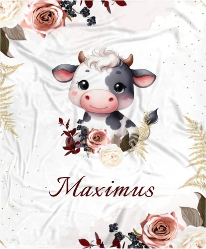 Vista 57 de Manta de bebé personalizada para niñas y niños pequeños, recién nacidos, regalos personalizados de vaca floral con nombre y texto, 40 x 30 pulgadas