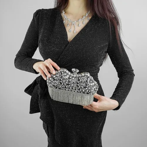 Vista 6 de Olixi Lip Shape Clutch Purse for Women Evening Bag Glitter Luxury Purse Fashion Tassel Handbag for Wedding Party Prom