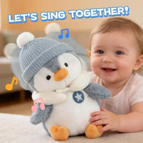 Vista 3 de Juguete de pingüino parlante interactivo de felpa para bebé y niño, regalos para niños y niñas, cantar, imitar, grabar, repetir lo que dices