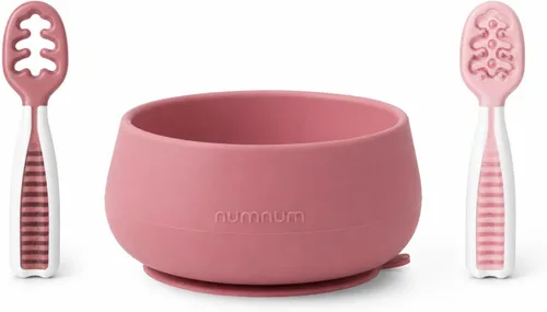 Vista 10 de NumNum Juego de tazones para bebé y 2 cucharas GOOtensils, tazones con succión para bebés de 4+ meses, succión extra fuerte antideslizante, 100%