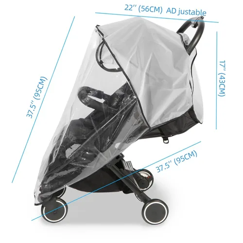 Vista 6 de Funda transparente para cochecito de bebé, protector universal de viaje, transpirable, para cochecito de bebé, impermeable, protege del sol, polvo