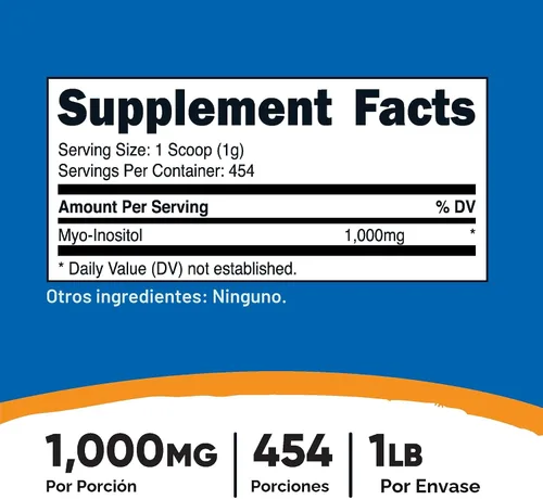 Vista 2 de Nutricost - Polvo de Inositol 1LB (454 Gramos) - Sin gluten, sin OMG