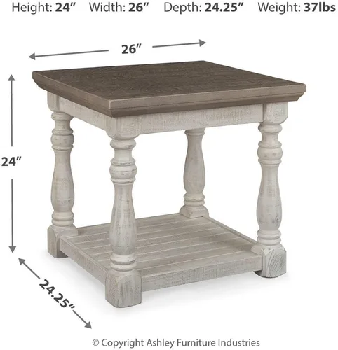 Vista 3 de Signature Design by Ashley Havalance Farmhouse - Mesa auxiliar de madera de Gris/Blanco