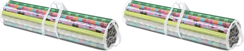 Vista 6 de Whitmor Organizador de papel de regalo de 41 pulgadas, transparente, blanco