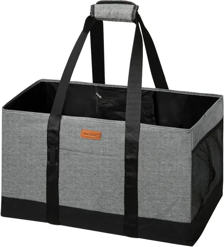 Vista 9 de Bolsa tote grande de WONDAY, bolsa de alimentos plegable y reutilizable, bolsa tote con asas, bolsa de la compra para alimentos, almacenamiento Negro