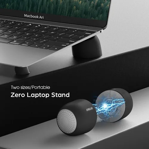 Vista 2 de Elevadores de laptop para escritorio, soporte de refrigeración para mini laptop, almohadillas magnéticas para teclado, patas ergonómicas