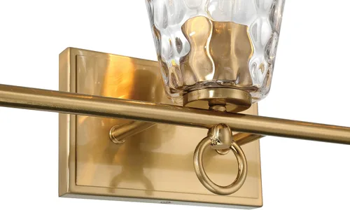 Vista 9 de Imogen - Lámpara de tocador de 3 luces de cristal de agua martillada y metal dorado cepillado