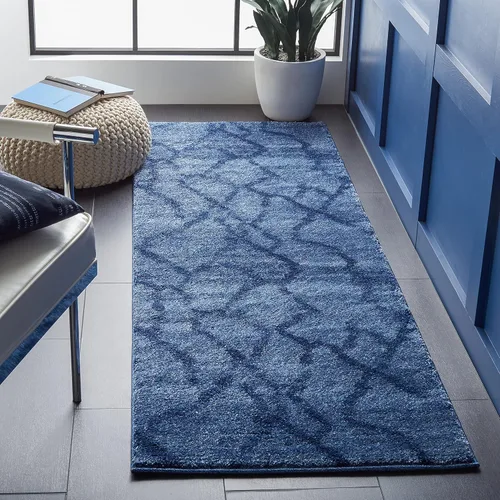 Vista 9 de SAFAVIEH Retro Collection - Alfombra decorativa de 2 pies 3 pulgadas x 5 pies, azul y azul oscuro, diseño abstracto moderno, no desprende pelusa