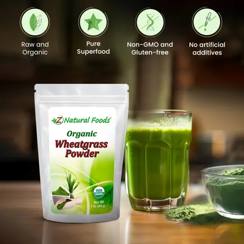 Vista 5 de Z Natural Foods Polvo de pasto de trigo orgánico, polvo de superalimento verde para batidos, jugos, batidos y recetas, polvo rico en nutrientes