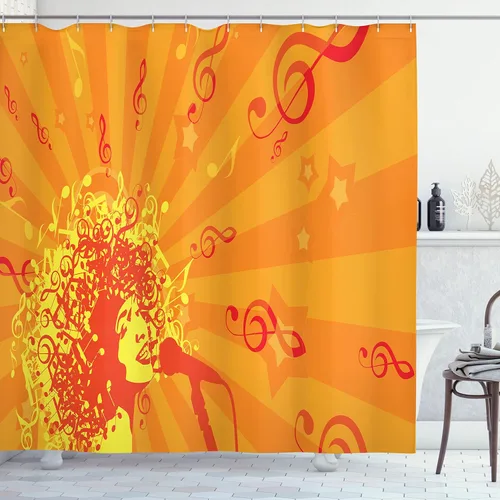 Vista 149 de set de cortina para baño decorativa de tela de poliéster con ganchos