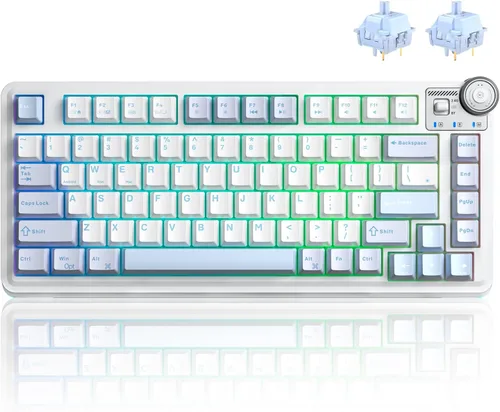 Vista 14 de Aula AU75 Teclado mecánico inalámbrico, teclado para juegos con junta de intercambio en caliente con perilla, BT/2.4G/teclado personalizado