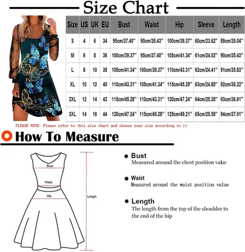 Vista 5 de Vestidos de Nochevieja para mujer, manga larga, cuello en V, vestido de fiesta, vestido de fiesta, vestido de cóctel, vestido formal con vuelo
