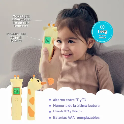 Vista 5 de Playhouse MD Termómetro de frente y oído sin contacto para bebés y niños de jirafa