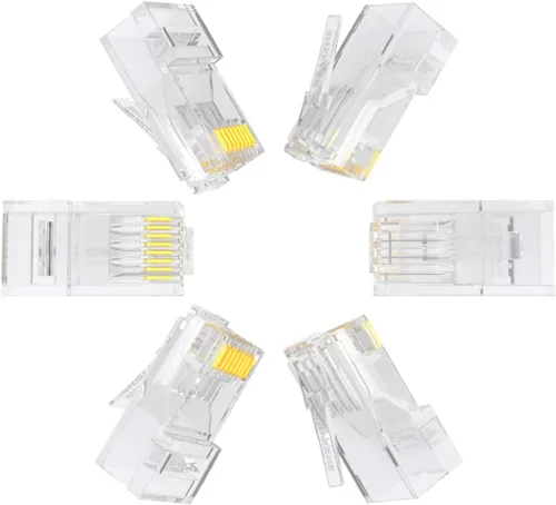 Vista 5 de Conectores RJ45 Cat6 - Conector de paso chapado en oro de 3 clavijas modulares 8P8C - Paquete de 50